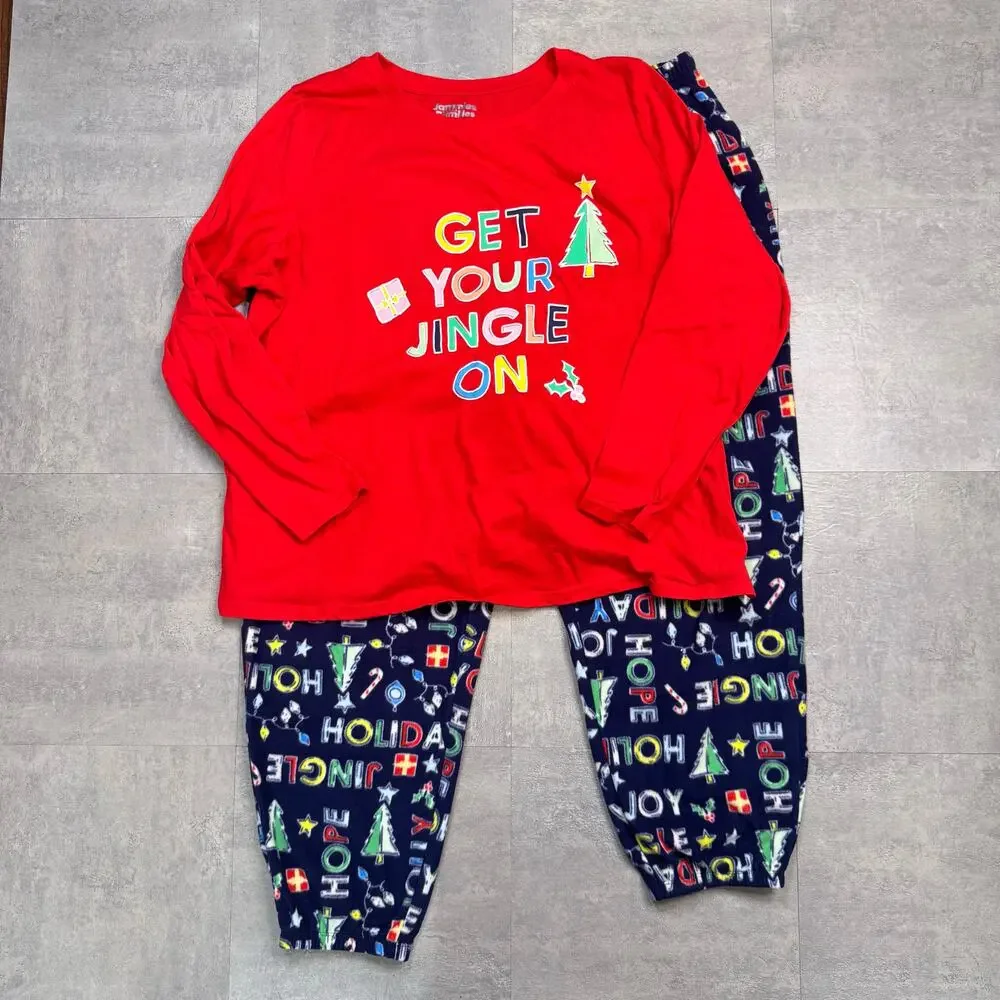Jamies for Families Jingle All The Way Matching PJs Med, 1X, Christmas Red/Green